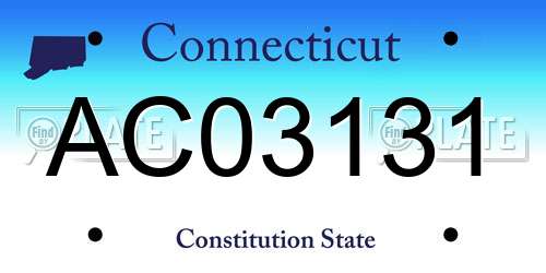 AC03131 Connecticut License Plate