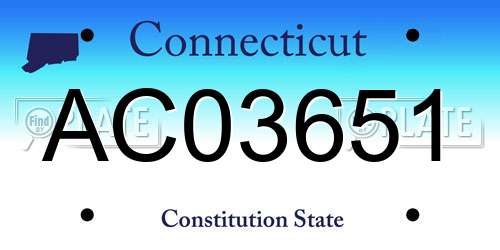 AC03651 Connecticut License Plate