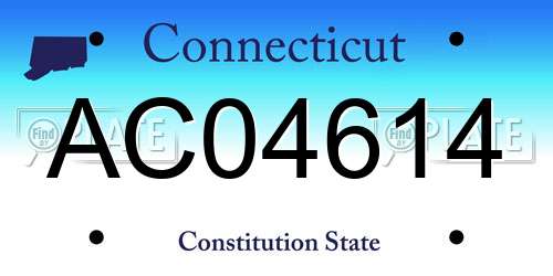 AC04614 Connecticut License Plate