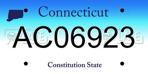 AC06923 Connecticut License Plate