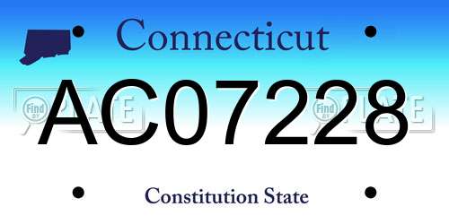 AC07228 Connecticut License Plate
