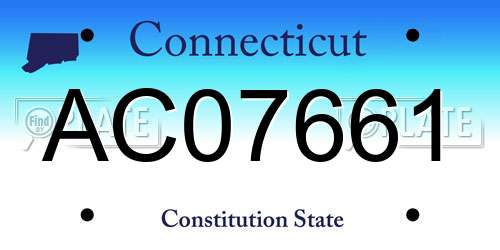 AC07661 Connecticut License Plate