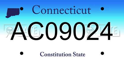 AC09024 Connecticut License Plate