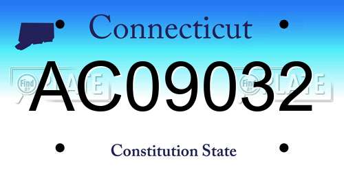 AC09032 Connecticut License Plate