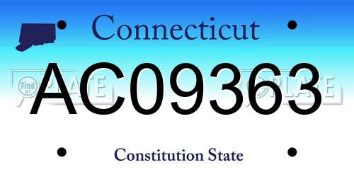AC09363 Connecticut License Plate