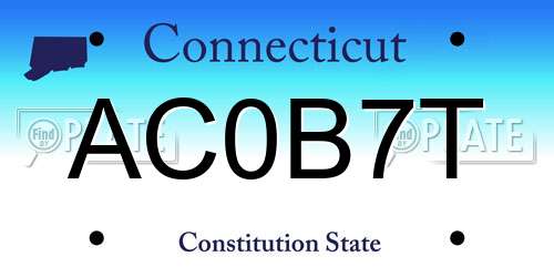 AC0B7T Connecticut License Plate