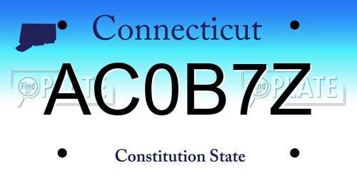 AC0B7Z Connecticut License Plate