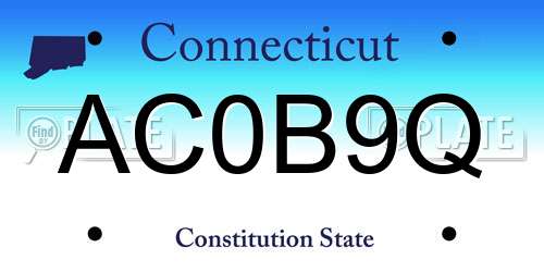 AC0B9Q Connecticut License Plate
