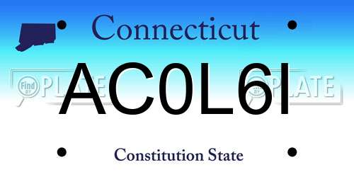 AC0L6I Connecticut License Plate