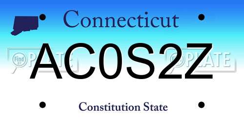 AC0S2Z Connecticut License Plate