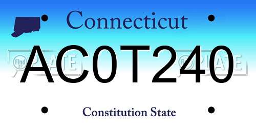 AC0T240 Connecticut License Plate