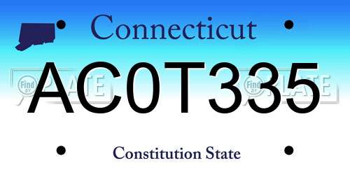 AC0T335 Connecticut License Plate