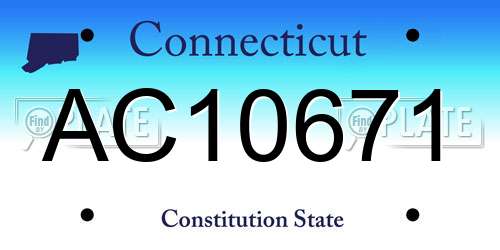 AC10671 Connecticut License Plate