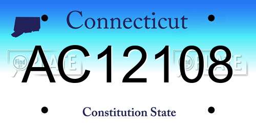 AC12108 Connecticut License Plate