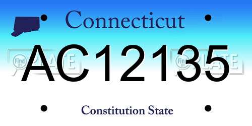 AC12135 Connecticut License Plate