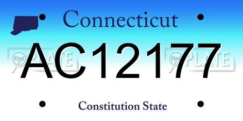 AC12177 Connecticut License Plate