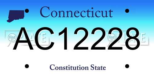 AC12228 Connecticut License Plate