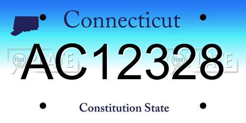 AC12328 Connecticut License Plate
