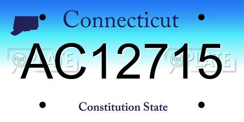 AC12715 Connecticut License Plate