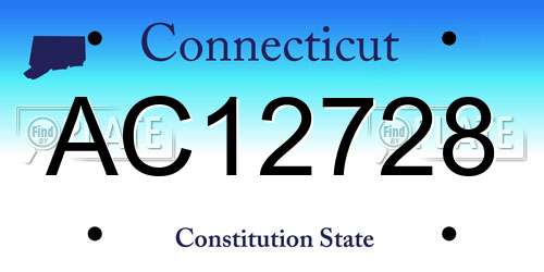 AC12728 Connecticut License Plate