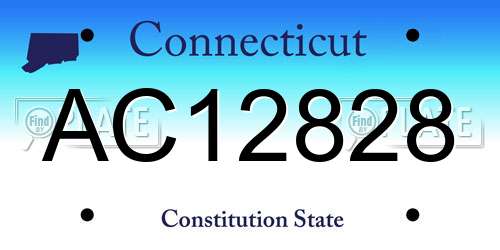 AC12828 Connecticut License Plate