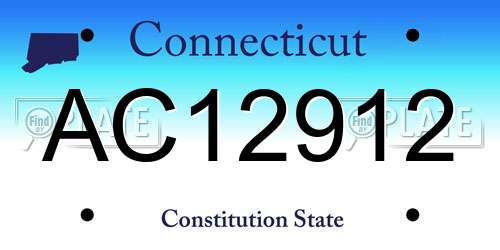 AC12912 Connecticut License Plate