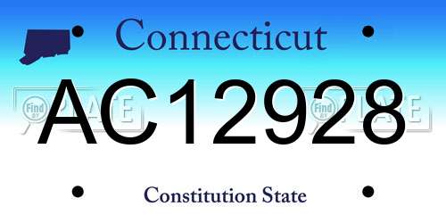 AC12928 Connecticut License Plate
