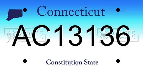 AC13136 Connecticut License Plate