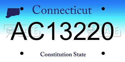 AC13220 Connecticut License Plate