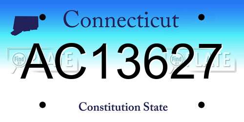 AC13627 Connecticut License Plate