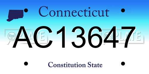 AC13647 Connecticut License Plate