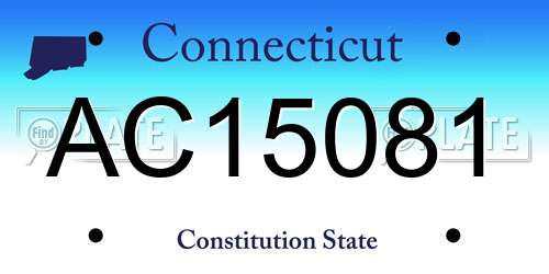 AC15081 Connecticut License Plate