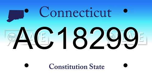 AC18299 Connecticut License Plate
