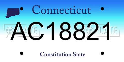 AC18821 Connecticut License Plate