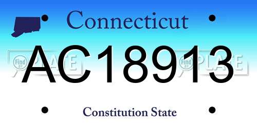 AC18913 Connecticut License Plate