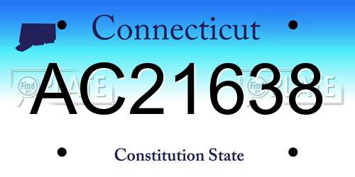 AC21638 Connecticut License Plate