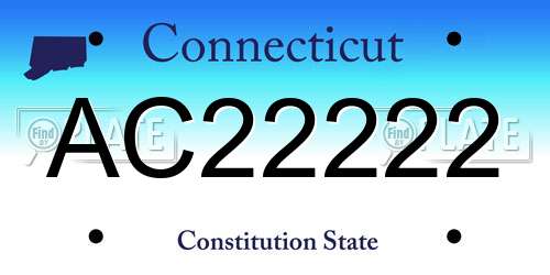AC22222 Connecticut License Plate