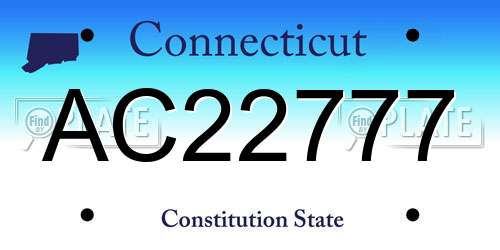 AC22777 Connecticut License Plate