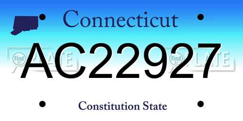 AC22927 Connecticut License Plate