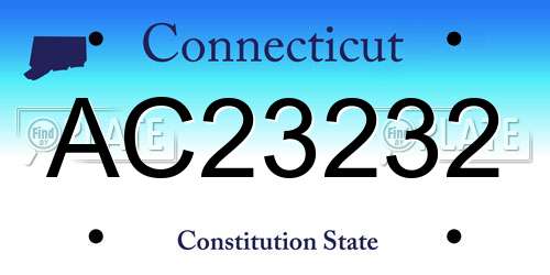 AC23232 Connecticut License Plate