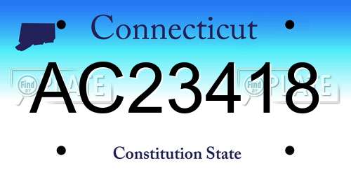 AC23418 Connecticut License Plate