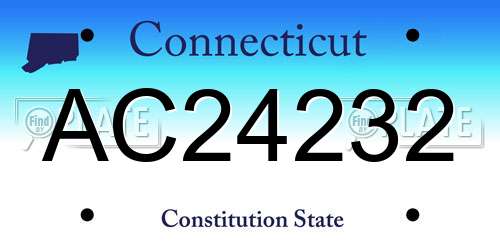 AC24232 Connecticut License Plate