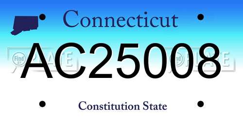 AC25008 Connecticut License Plate