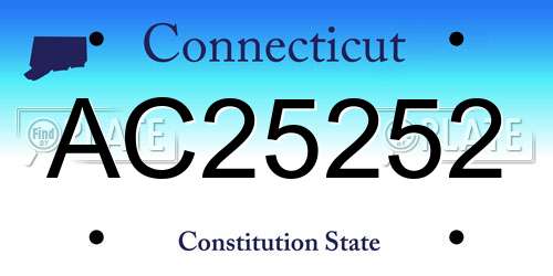 AC25252 Connecticut License Plate