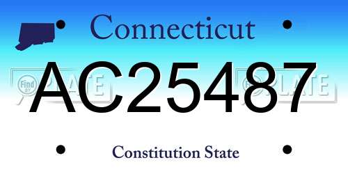 AC25487 Connecticut License Plate