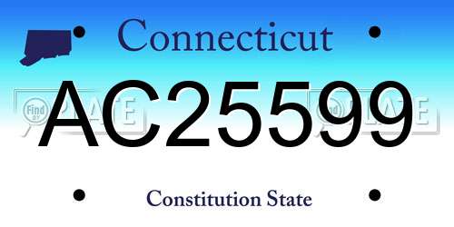 AC25599 Connecticut License Plate