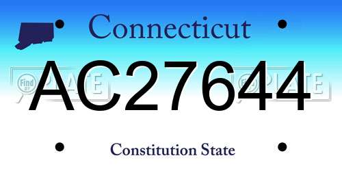 AC27644 Connecticut License Plate