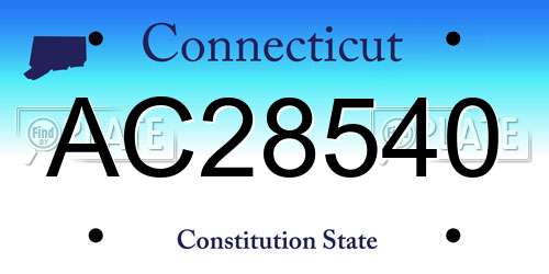 AC28540 Connecticut License Plate