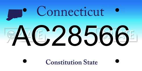 AC28566 Connecticut License Plate