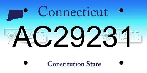 AC29231 Connecticut License Plate